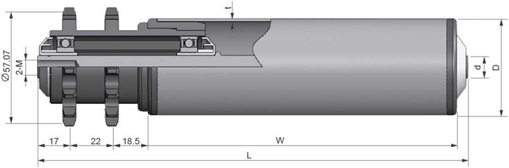 ML2224型 塑钢双链辊筒 内螺纹式