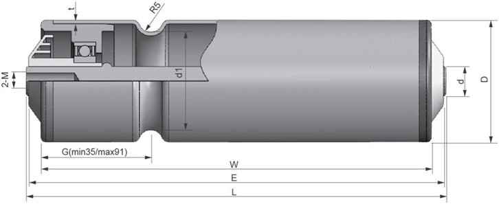 ML2230型 单槽“O"带输送辊筒 内螺纹式